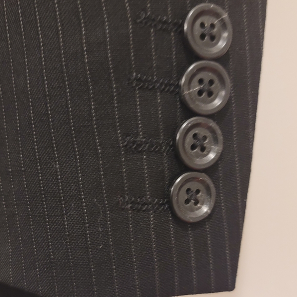 Black Pinstripe Blazer 42L Career Interview Suit Jacket Express - Picture 7 of 8